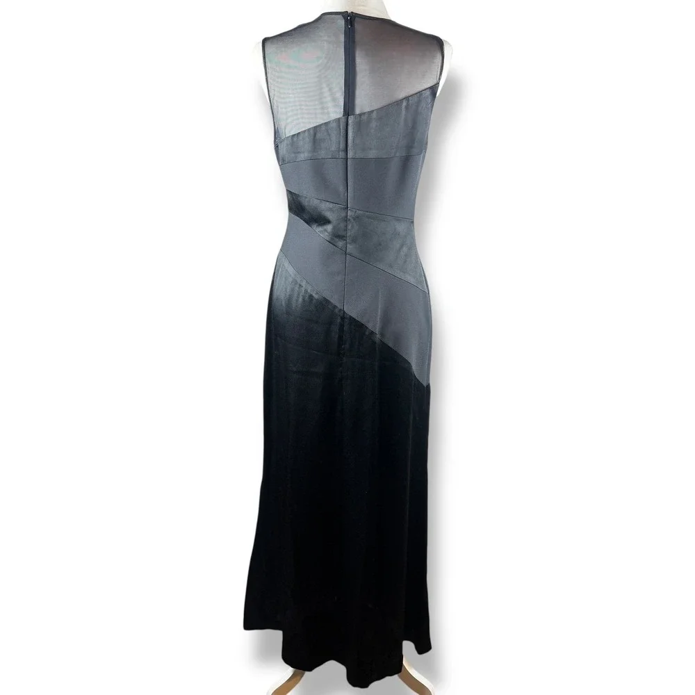 Vintage Y2K Black Formal Cocktail Maxi Dress Womens Size 8 USA Made Gala Satin